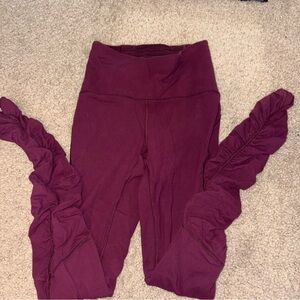 Lululemon Ruffled Burgundy Leggings